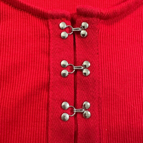 Vintage Y2K 90s Love Streak Red Crop Top Corset - Picture 8 of 8